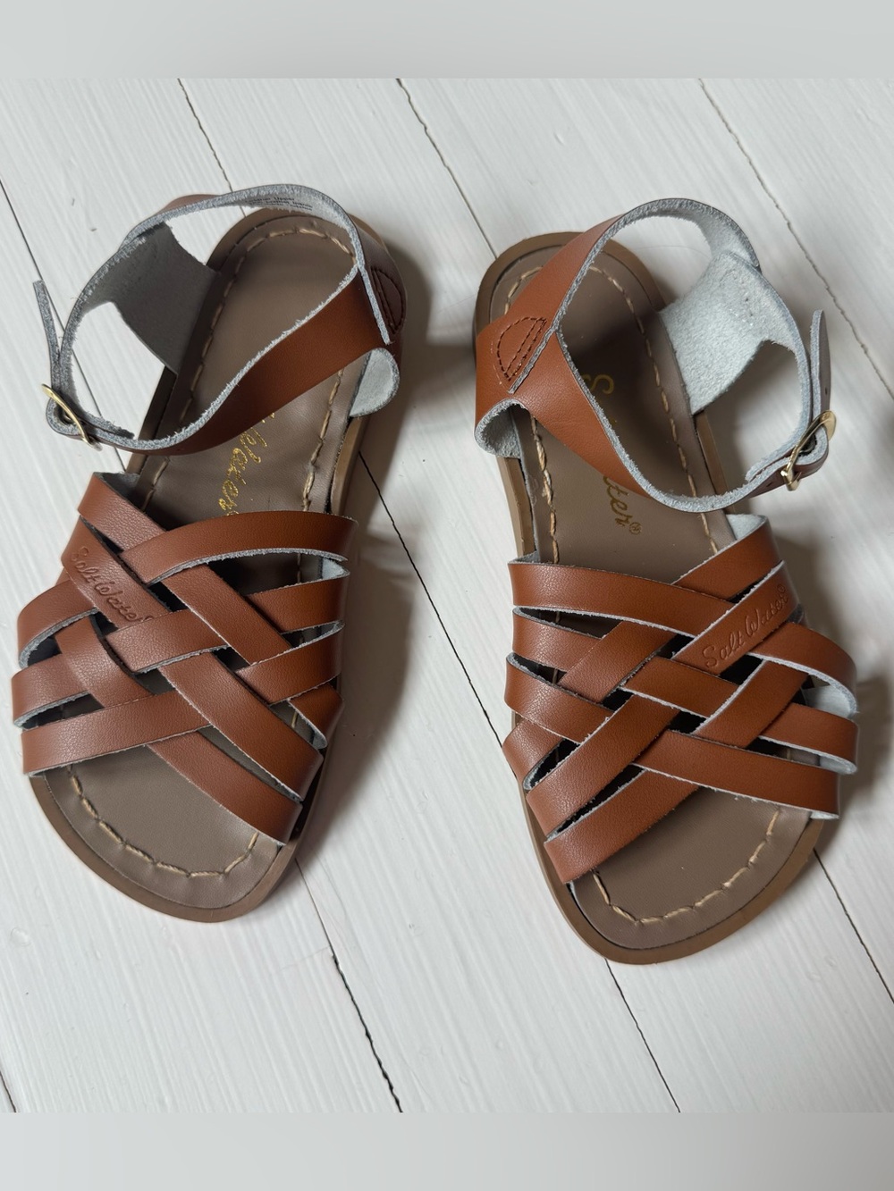 Salt Water Sandals Original Brown Leather Sandals Toddler Size 13 EUC